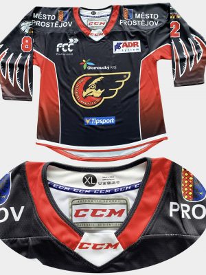 pro ice hockey jerseys with premium collar pentagon neck, sewn in lace with pentagon